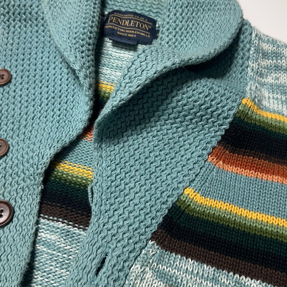 Pendleton Men's Teal and Multicolor Cardigan